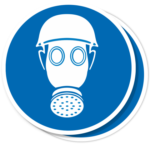 Sticker Gasmasker En Helm Verplicht