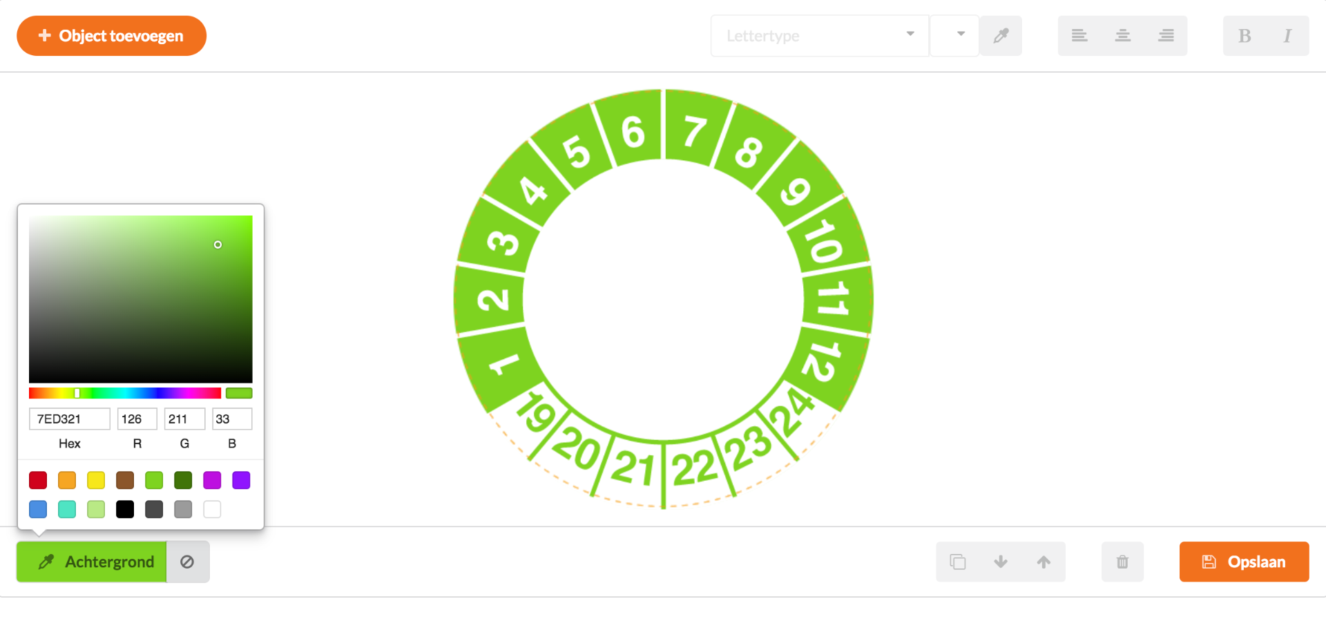 Keuringssticker-opmaakmodule-achtergrond kiezen