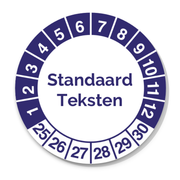 Keuringsstickers met standaard teksten